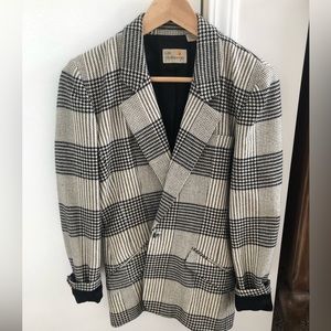 Vintage Black and White Plaid Blazer